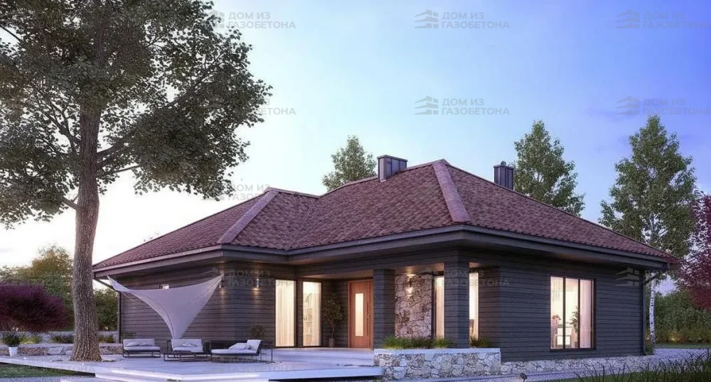 Проект Одноэтажный дом 16 на 19, 173 м2