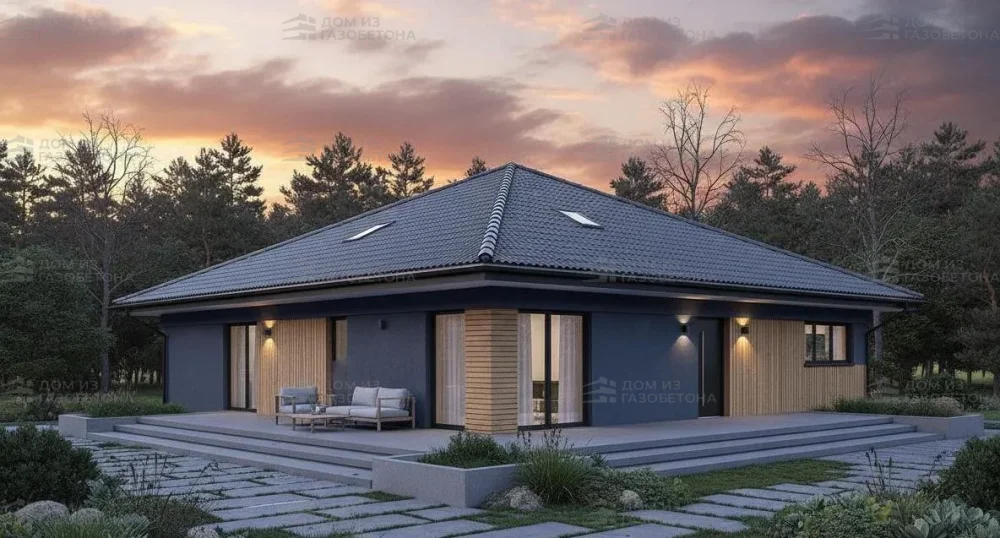 Проект Одноэтажный дом 16 на 21, 209 м2